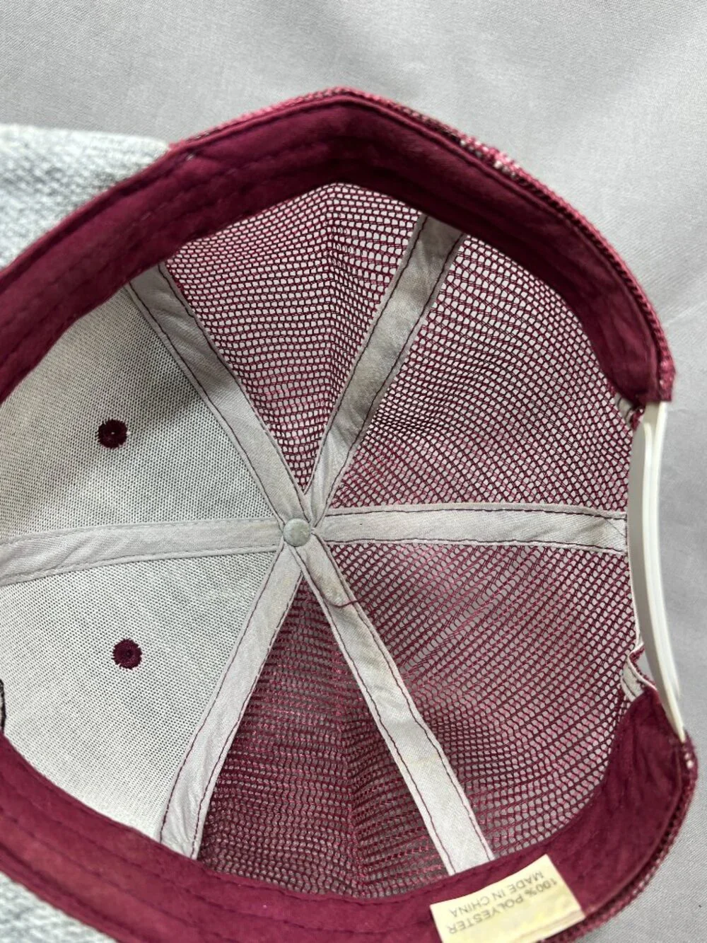 Ford Mustang Trucker Hat Snapback Gray Burgundy Horse Pony Motorsports Adult Cap